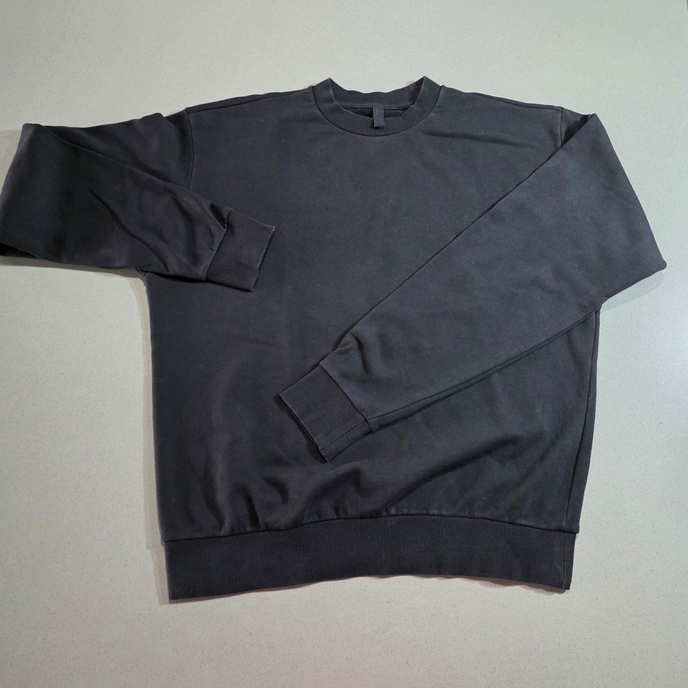 Skims Mens Cotton French Terry Crewneck Sweatshirt Black Size Medium M E-0129